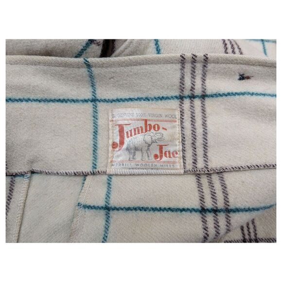Vtg 40s Jumbo Jac Wool Jacket Mens L /XL Cream Plaid Merrill Woolen Mills 1940s - Picture 8 of 13